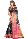 Banarasi Silk Navy Blue and Rose Pink Thread Work Designer Contemporary Style Saree - 1