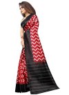 Black and Red Digital Print Work Designer Contemporary Style Saree - 1