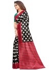 Raw Silk Black and Red Traditional Designer Saree For Casual - 1