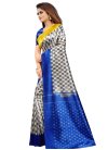 Raw Silk Blue and Grey Woven Work Designer Traditional Saree - 2