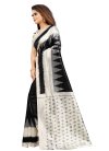 Raw Silk Black and Off White Designer Contemporary Style Saree For Casual - 1
