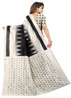 Raw Silk Black and Off White Designer Contemporary Style Saree For Casual - 2