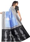 Raw Silk Black and Light Blue Designer Contemporary Saree For Casual - 2