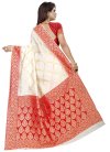 Off White and Red Thread Work Trendy Saree - 2