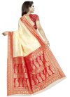 Cream and Red Traditional Saree For Ceremonial - 1
