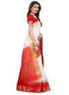 Red and White Thread Work Traditional Designer Saree - 1