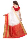 Red and White Thread Work Traditional Designer Saree - 2