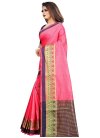 Hot Pink and Purple Cotton Silk Designer Contemporary Style Saree For Ceremonial - 1