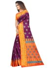 Orange and Purple Art Silk Designer Contemporary Style Saree - 1