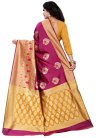 Cotton Silk Gold and Magenta Designer Contemporary Style Saree - 2