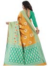 Mustard and Sea Green Woven Work Traditional Saree - 2