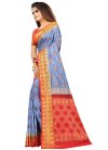 Art Silk Lavender and Red Woven Work Designer Traditional Saree - 1