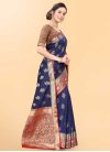 Navy Blue and Red Art Silk Trendy Classic Saree - 1
