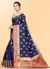 Navy Blue and Red Art Silk Trendy Classic Saree - 2