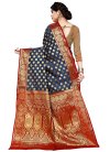 Navy Blue and Red Woven Work Trendy Classic Saree - 2