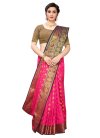 Rose Pink and Wine Woven Work Designer Contemporary Style Saree - 1