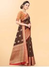 Coffee Brown and Red Art Silk Designer Traditional Saree - 1