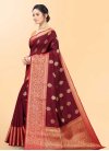 Maroon and Red Designer Contemporary Style Saree - 2