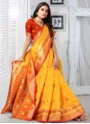Art Silk Mustard and Red Designer Contemporary Style Saree For Casual - 1