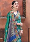 Navy Blue and Teal Designer Traditional Saree For Ceremonial - 2