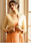 Embroidered Work Cream and Peach Readymade Classic Gown - 2