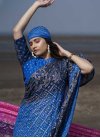 Blue and Navy Blue Faux Chiffon Designer Traditional Saree - 1