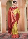 Kanjivaram Silk Aloe Veera Green and Red Traditional Designer Saree - 1