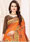 Banarasi Silk Green and Orange Designer Contemporary Style Saree - 1