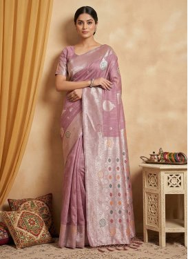 Cotton Silk Classic Saree with Woven Work in Pink