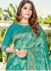 Teal and Turquoise Banarasi Silk Designer Traditional Saree - 1