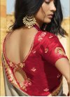 Grey and Red Embroidered Work Art Silk Trendy Classic Saree - 2