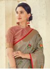 Resham Work Linen Designer Traditional Saree - 2