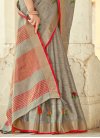 Resham Work Linen Designer Traditional Saree - 1