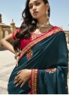 Art Silk Red and Teal Traditional Saree - 1