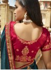 Art Silk Red and Teal Traditional Saree - 2