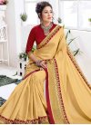 Crimson and Gold Satin Silk Traditional Designer Saree - 1