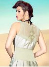 Off White and Olive Satin Beads Work Readymade Classic Gown - 2