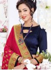 Satin Silk Navy Blue and Rose Pink Trendy Classic Saree For Festival - 1