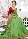 Art Silk Mint Green and Red Designer Contemporary Saree For Festival - 1