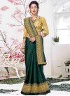 Embroidered Work Bottle Green and Cream Traditional Saree - 1
