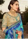 Bandhej Print Work Blue and Turquoise Traditional Saree - 1