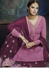 Hot Pink and Wine Faux Georgette Palazzo Straight Salwar Suit - 1