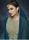 Faux Georgette Sea Green and Teal Embroidered Work Palazzo Designer Salwar Kameez - 1