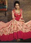 Jennifer Winget Peach and Rose Pink Chanderi Silk Floor Length Anarkali Salwar Suit - 1