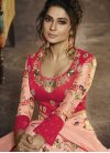 Jennifer Winget Peach and Rose Pink Chanderi Silk Floor Length Anarkali Salwar Suit - 2
