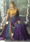 Purple and Teal Embroidered Work Designer Contemporary Saree - 1
