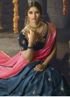 Embroidered Work Hot Pink and Navy Blue Half N Half Trendy Saree - 2