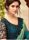 Mint Green and Teal Embroidered Work Classic Saree - 1