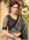 Grey and Olive Embroidered Work Classic Designer Saree - 1