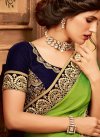 Embroidered Work Green and Navy Blue Trendy Saree - 1